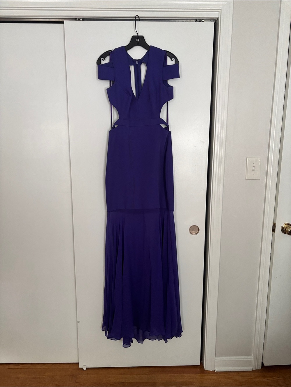 BCBGMaxAzria Royal Purple Cutout Maxi Dress